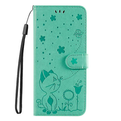 KT Imprinting Flower Series-4 For Xiaomi Redmi Note 12 Turbo / Poco F5 5G Phone Cover Cat Imprinted Leather Stand Wallet Case