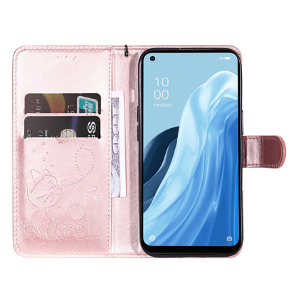 KT Imprinting Flower Series-4 For Xiaomi Redmi Note 12 Turbo / Poco F5 5G Phone Cover Cat Imprinted Leather Stand Wallet Case
