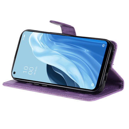 KT Imprinting Flower Series-4 For Xiaomi Redmi Note 12 Turbo / Poco F5 5G Phone Cover Cat Imprinted Leather Stand Wallet Case