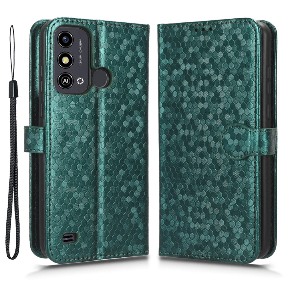 Phone Case for ZTE Blade A53 , Wallet Stand Dot Imprinted Anti-Scratch PU Leather Phone Cover