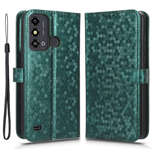 Phone Case for ZTE Blade A53 , Wallet Stand Dot Imprinted Anti-Scratch PU Leather Phone Cover