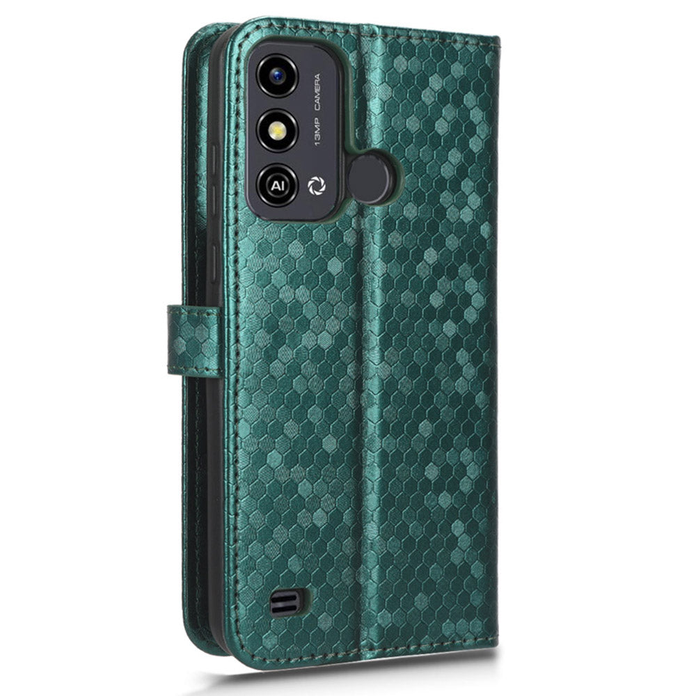 Phone Case for ZTE Blade A53 , Wallet Stand Dot Imprinted Anti-Scratch PU Leather Phone Cover