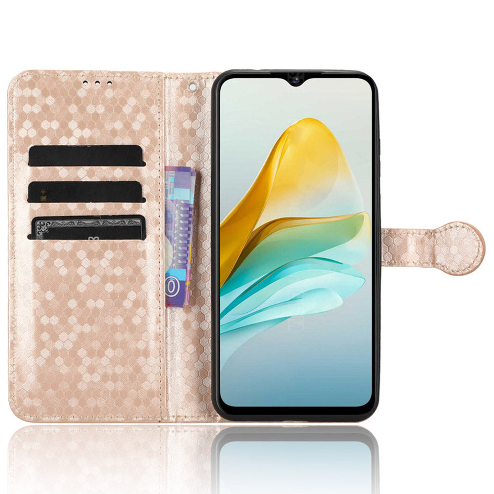 Phone Case for ZTE Blade A53 , Wallet Stand Dot Imprinted Anti-Scratch PU Leather Phone Cover