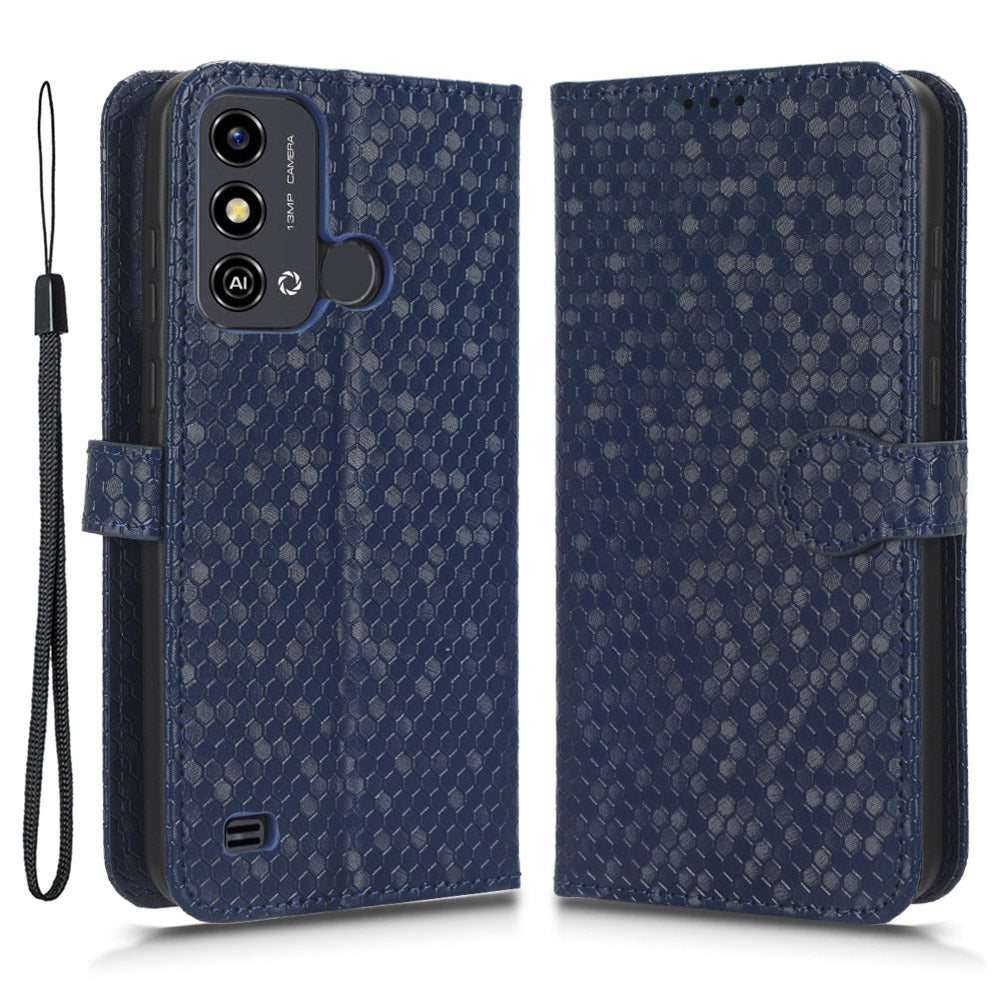 Phone Case for ZTE Blade A53 , Wallet Stand Dot Imprinted Anti-Scratch PU Leather Phone Cover