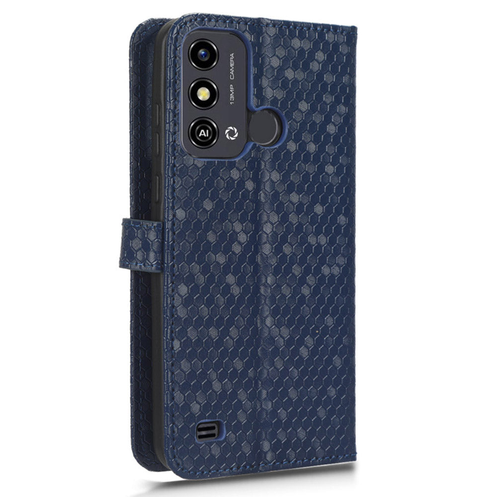 Phone Case for ZTE Blade A53 , Wallet Stand Dot Imprinted Anti-Scratch PU Leather Phone Cover