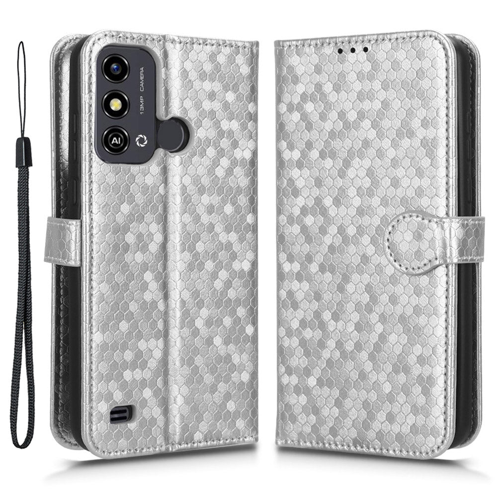 Phone Case for ZTE Blade A53 , Wallet Stand Dot Imprinted Anti-Scratch PU Leather Phone Cover