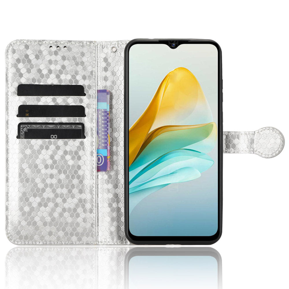 Phone Case for ZTE Blade A53 , Wallet Stand Dot Imprinted Anti-Scratch PU Leather Phone Cover