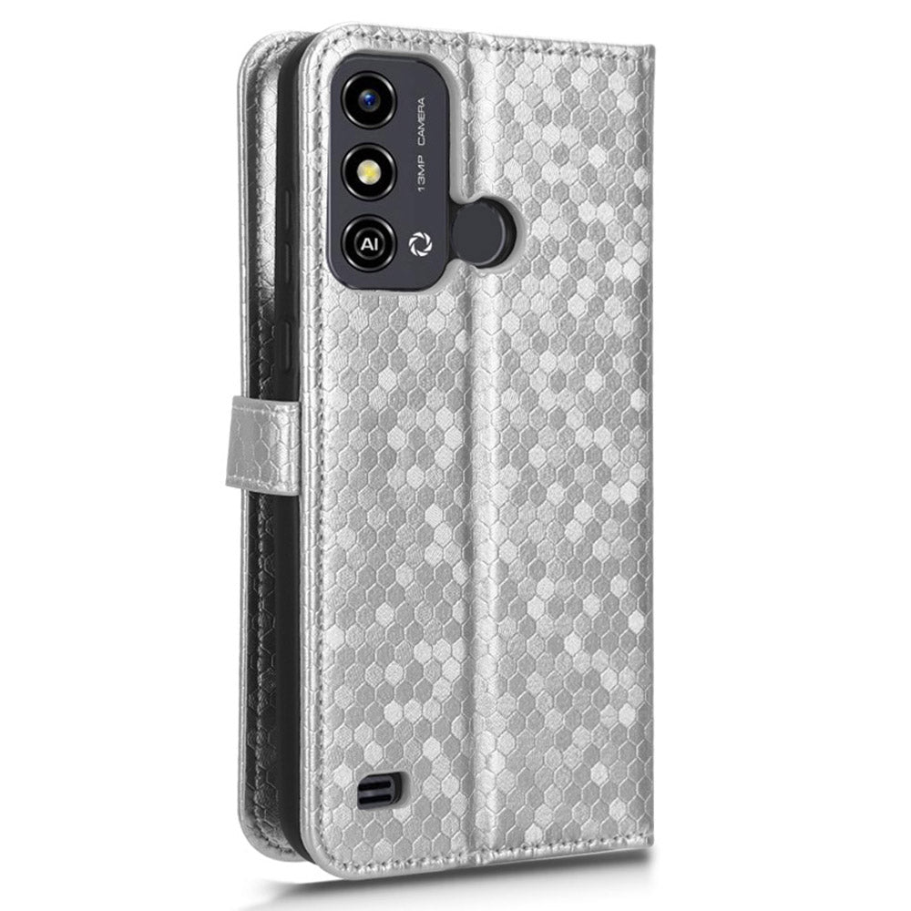 Phone Case for ZTE Blade A53 , Wallet Stand Dot Imprinted Anti-Scratch PU Leather Phone Cover