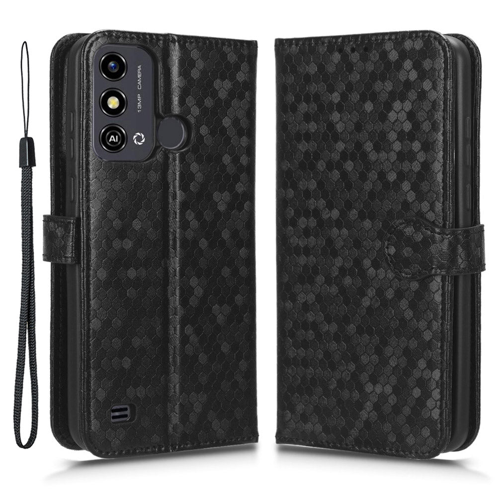 Phone Case for ZTE Blade A53 , Wallet Stand Dot Imprinted Anti-Scratch PU Leather Phone Cover