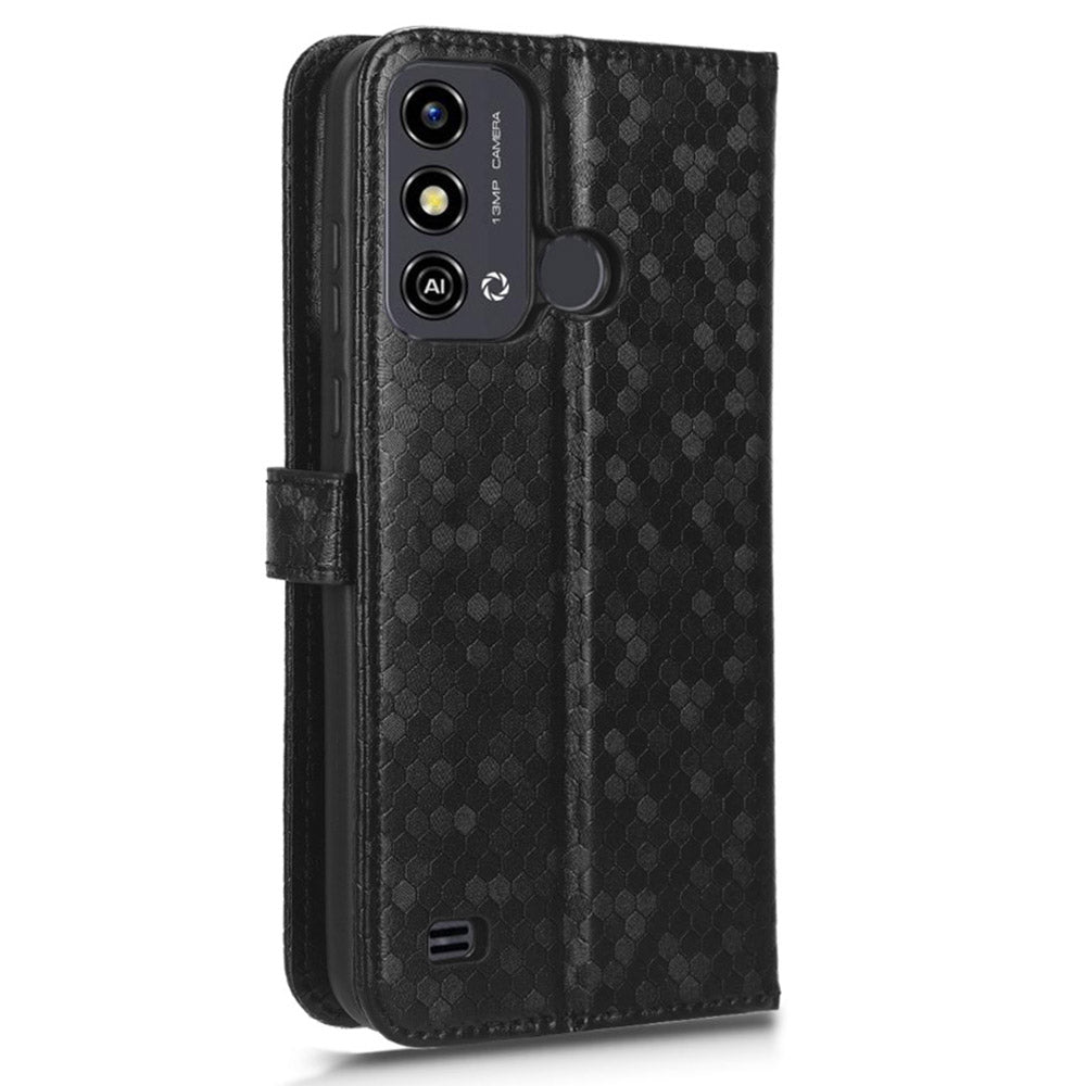Phone Case for ZTE Blade A53 , Wallet Stand Dot Imprinted Anti-Scratch PU Leather Phone Cover