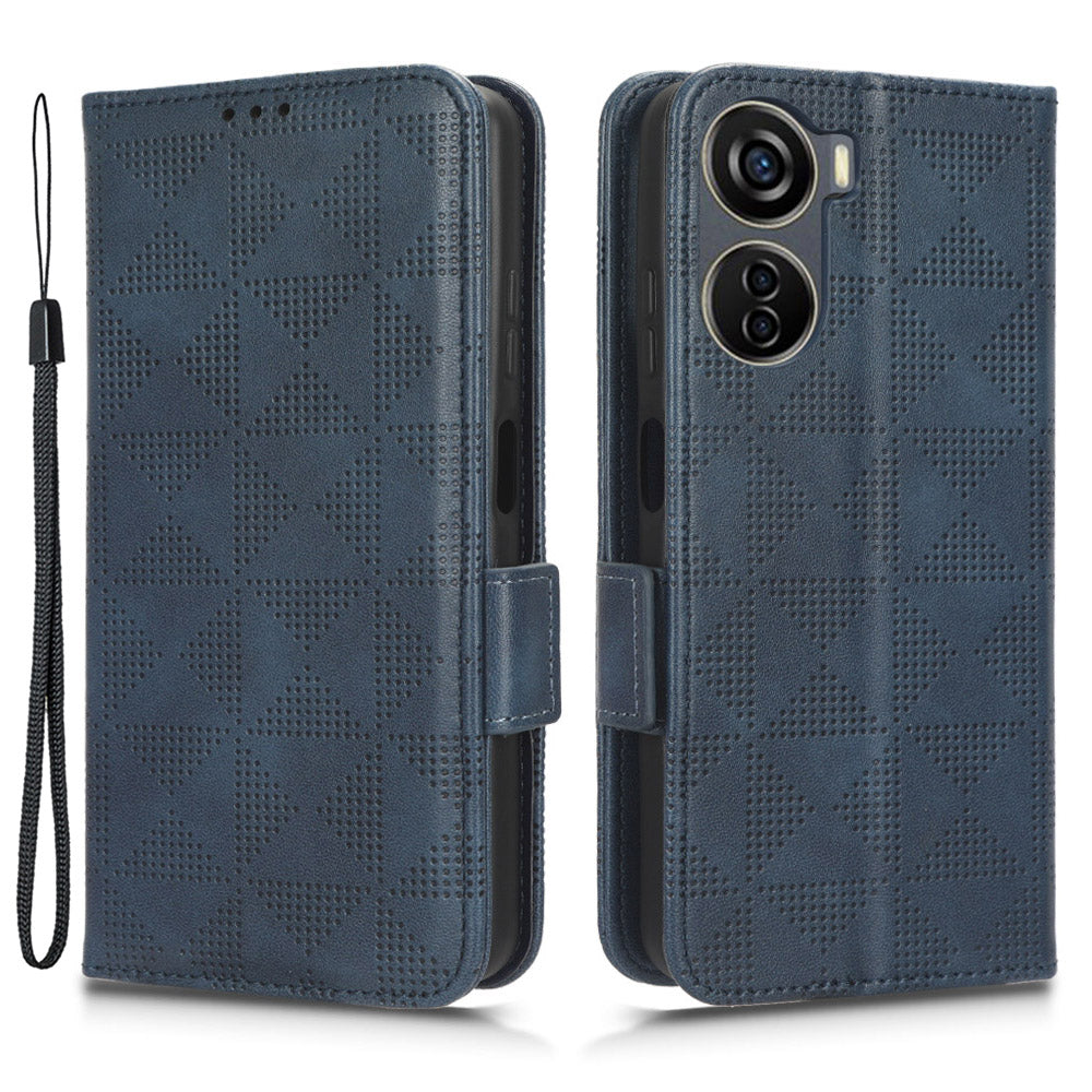 Phone Cover for ZTE Axon 40 Lite Imprinted Triangle Stand Shell PU Leather Wallet Case