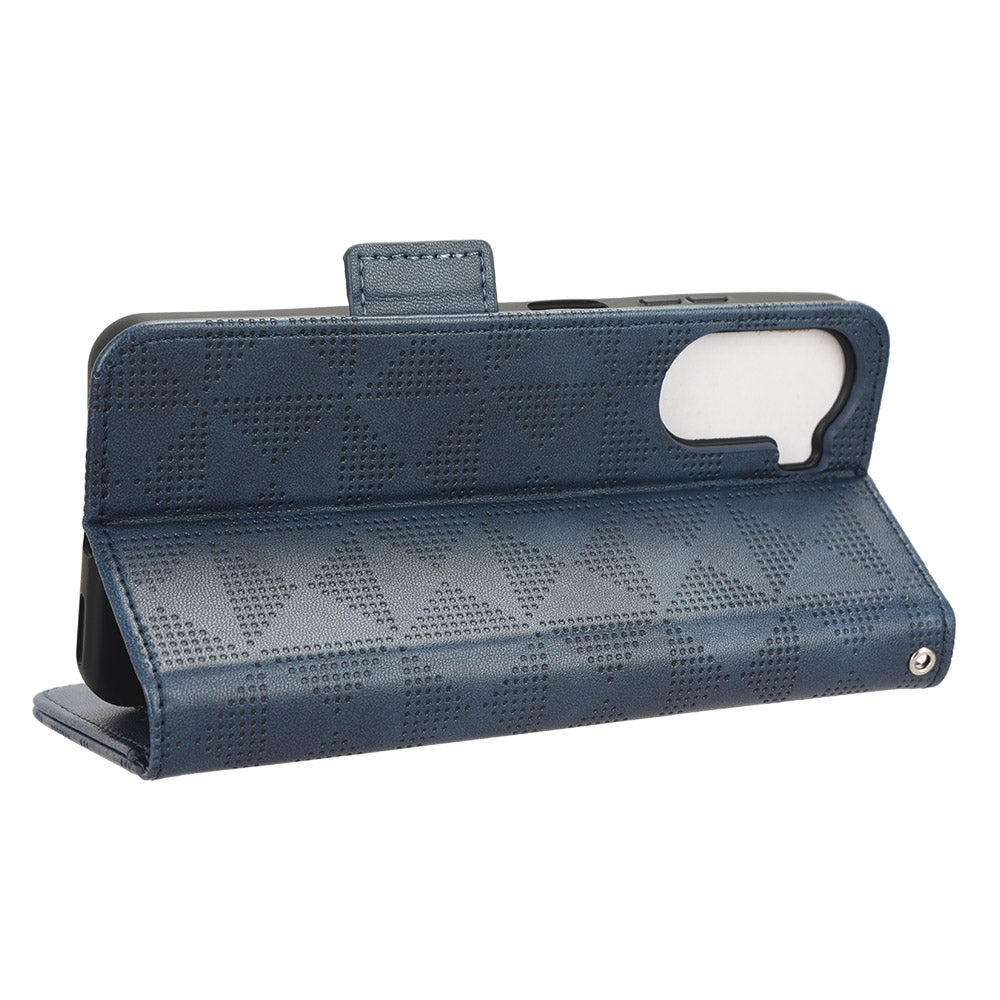 Phone Cover for ZTE Axon 40 Lite Imprinted Triangle Stand Shell PU Leather Wallet Case