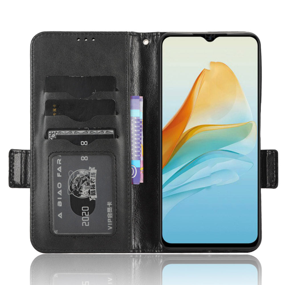 Phone Cover for ZTE Axon 40 Lite Imprinted Triangle Stand Shell PU Leather Wallet Case