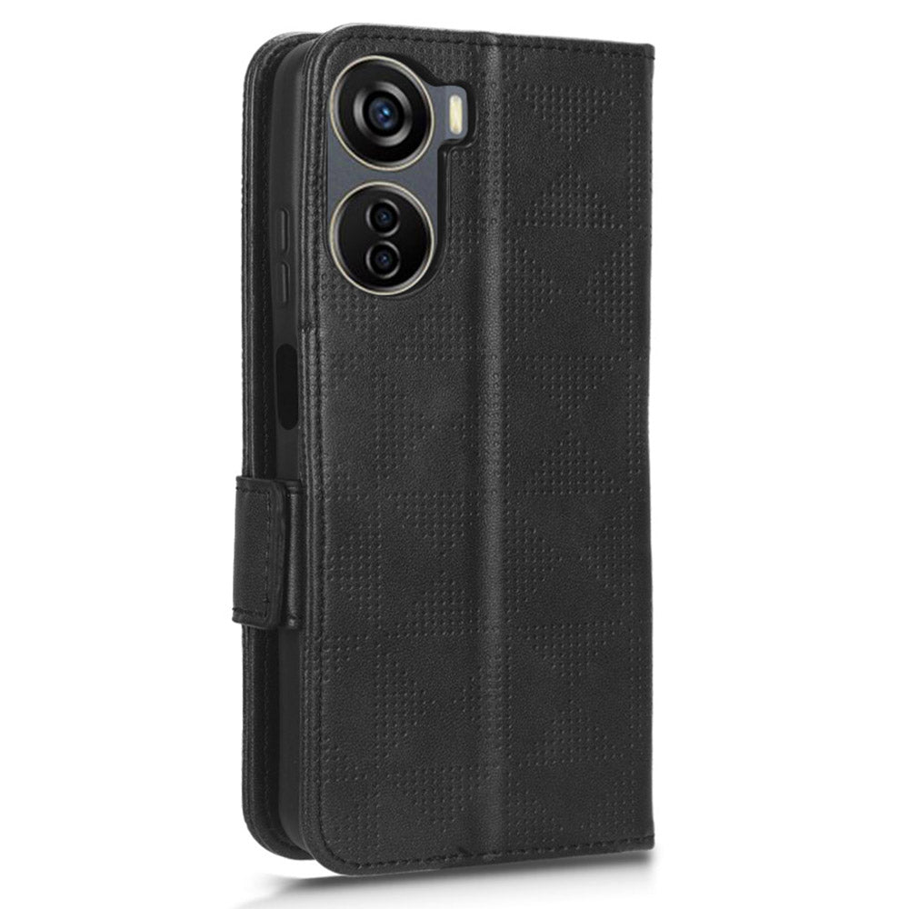 Phone Cover for ZTE Axon 40 Lite Imprinted Triangle Stand Shell PU Leather Wallet Case