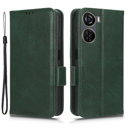Phone Cover for ZTE Axon 40 Lite Imprinted Triangle Stand Shell PU Leather Wallet Case