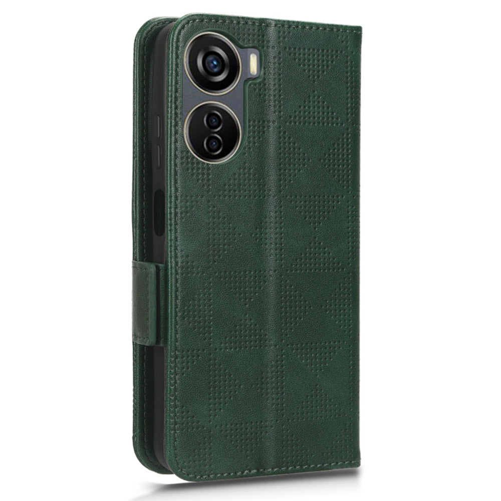 Phone Cover for ZTE Axon 40 Lite Imprinted Triangle Stand Shell PU Leather Wallet Case