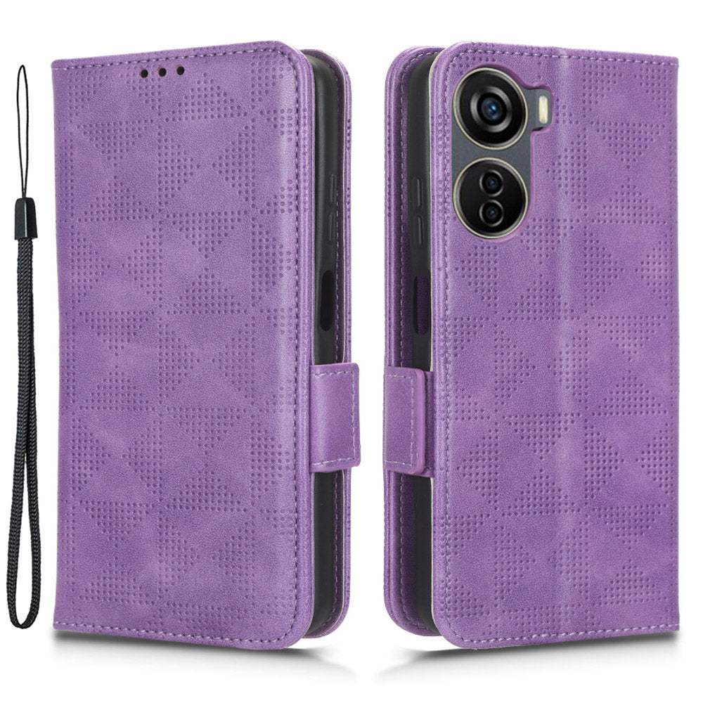 Phone Cover for ZTE Axon 40 Lite Imprinted Triangle Stand Shell PU Leather Wallet Case