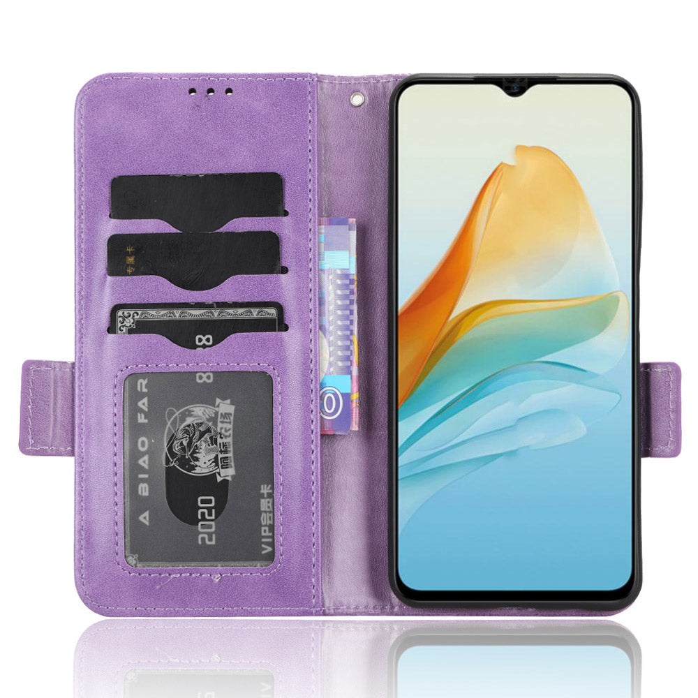 Phone Cover for ZTE Axon 40 Lite Imprinted Triangle Stand Shell PU Leather Wallet Case