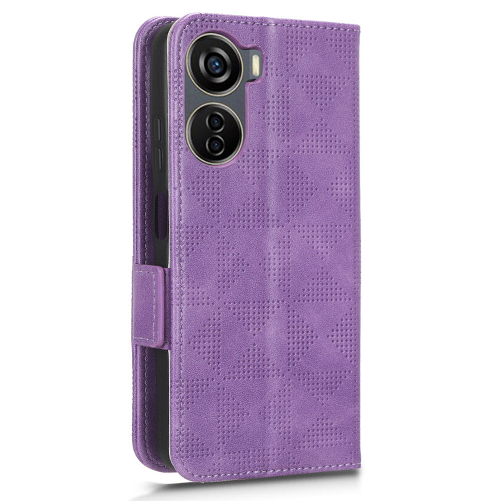 Phone Cover for ZTE Axon 40 Lite Imprinted Triangle Stand Shell PU Leather Wallet Case