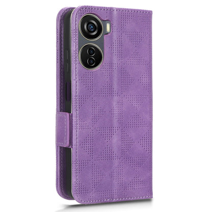 Phone Cover for ZTE Axon 40 Lite Imprinted Triangle Stand Shell PU Leather Wallet Case