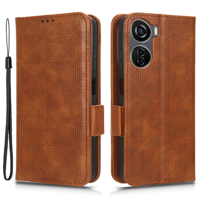 Phone Cover for ZTE Axon 40 Lite Imprinted Triangle Stand Shell PU Leather Wallet Case