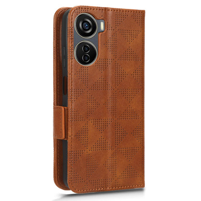 Phone Cover for ZTE Axon 40 Lite Imprinted Triangle Stand Shell PU Leather Wallet Case