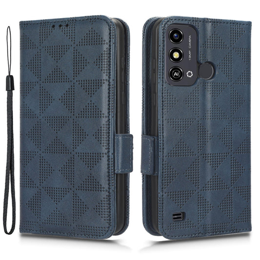 Stand Shell for ZTE Blade A53 Imprinted Triangle Phone Cover PU Leather Wallet Case