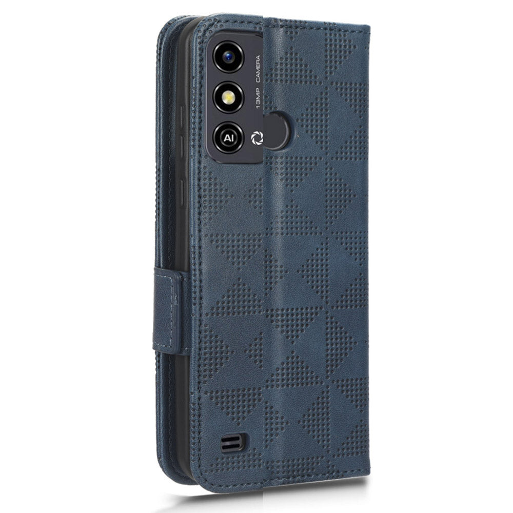 Stand Shell for ZTE Blade A53 Imprinted Triangle Phone Cover PU Leather Wallet Case