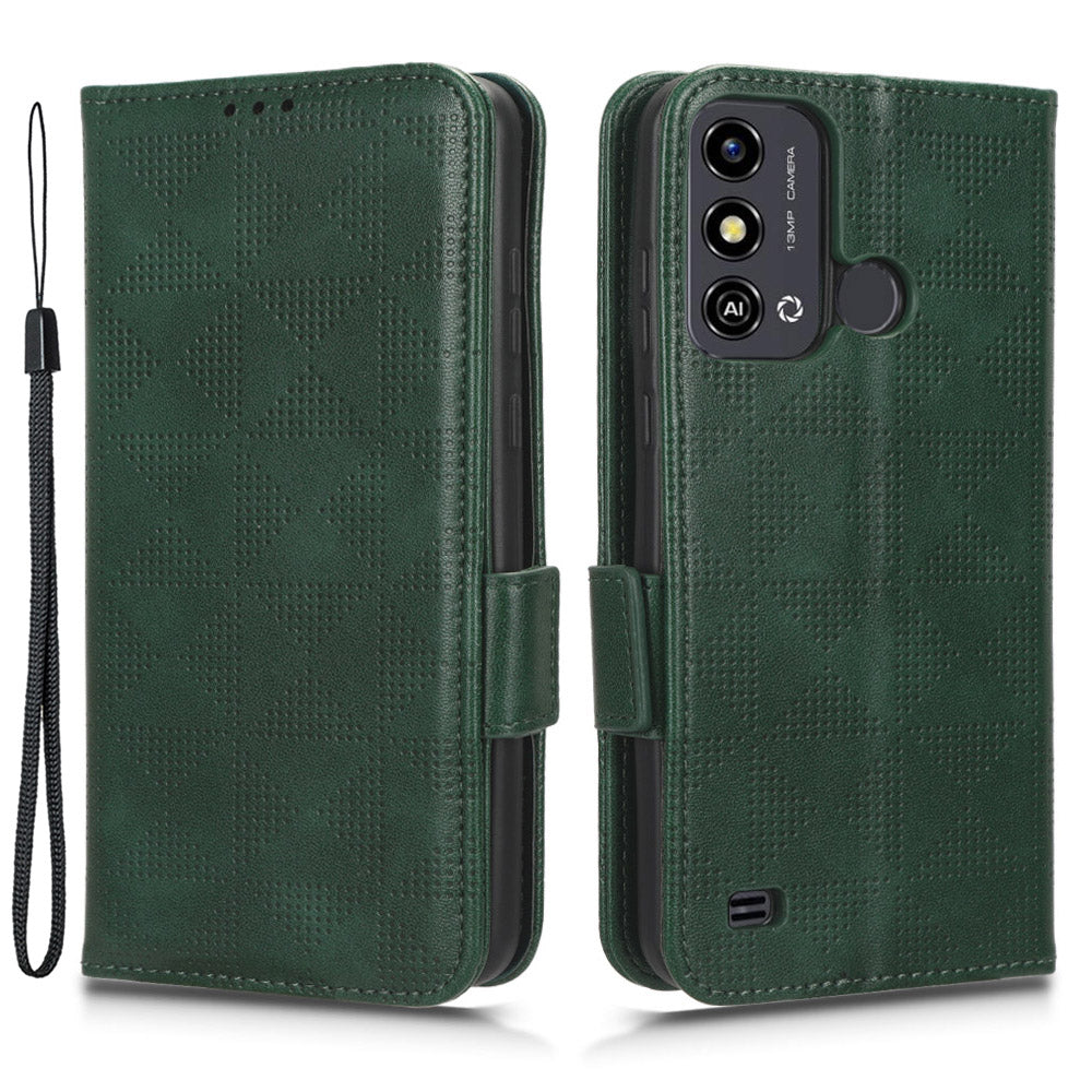 Stand Shell for ZTE Blade A53 Imprinted Triangle Phone Cover PU Leather Wallet Case