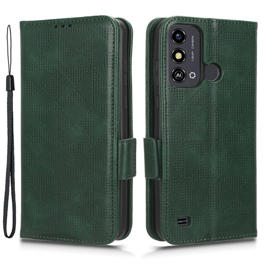 Stand Shell for ZTE Blade A53 Imprinted Triangle Phone Cover PU Leather Wallet Case