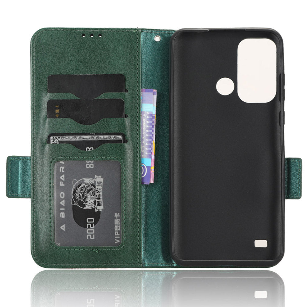 Stand Shell for ZTE Blade A53 Imprinted Triangle Phone Cover PU Leather Wallet Case