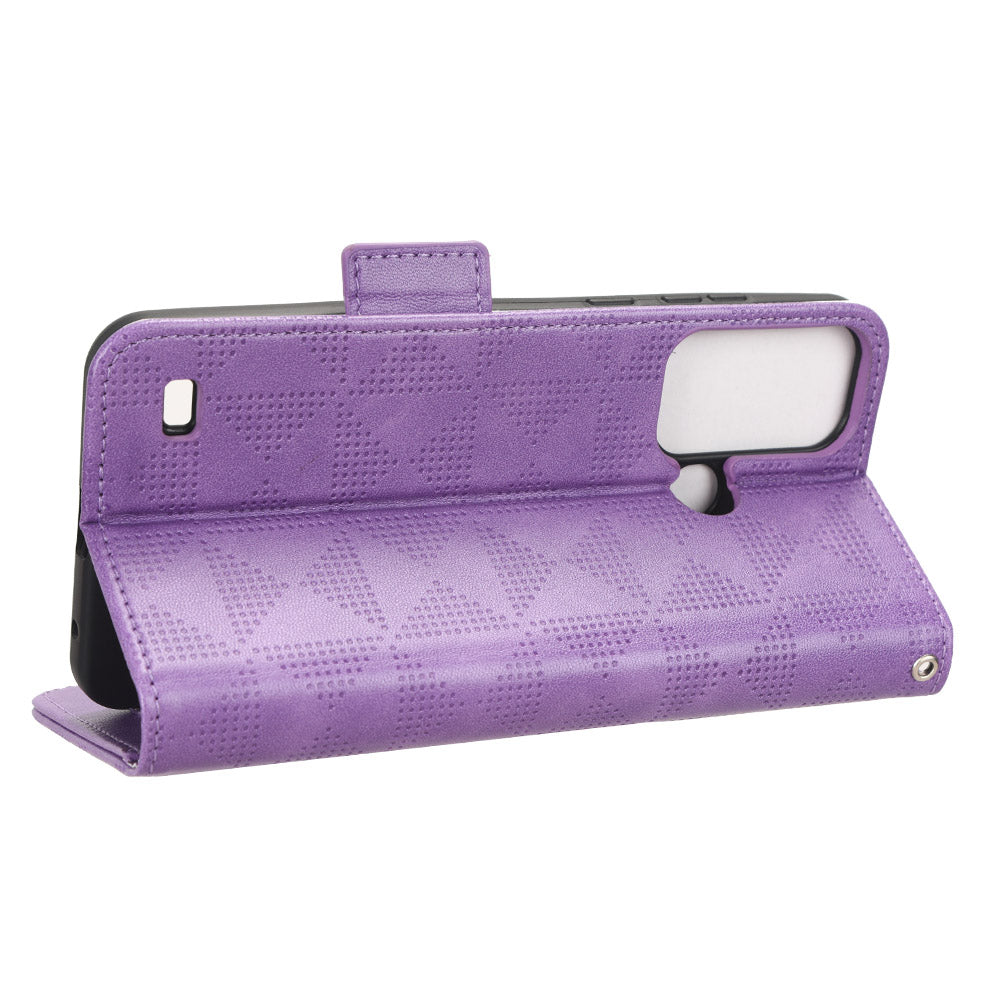 Stand Shell for ZTE Blade A53 Imprinted Triangle Phone Cover PU Leather Wallet Case