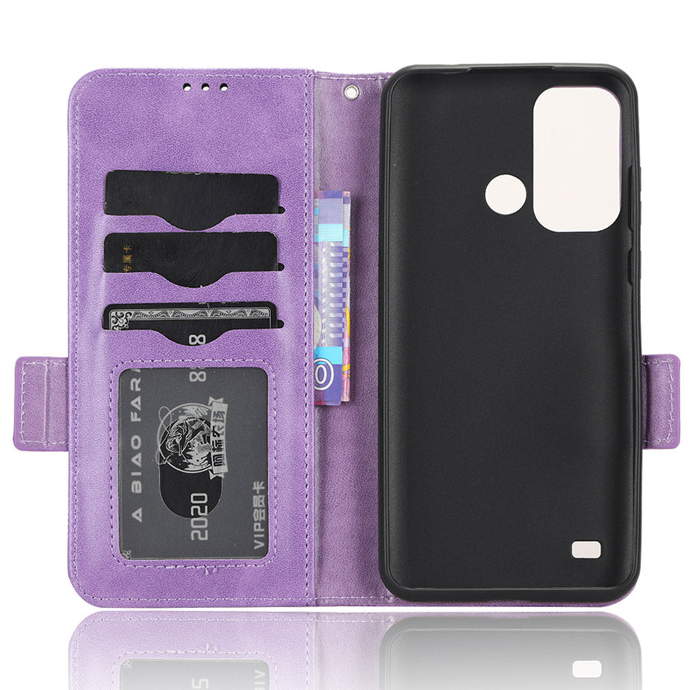 Stand Shell for ZTE Blade A53 Imprinted Triangle Phone Cover PU Leather Wallet Case