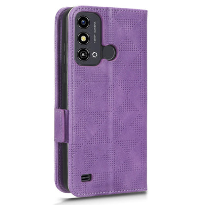 Stand Shell for ZTE Blade A53 Imprinted Triangle Phone Cover PU Leather Wallet Case