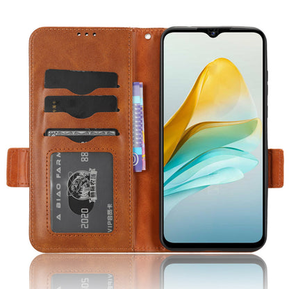 Stand Shell for ZTE Blade A53 Imprinted Triangle Phone Cover PU Leather Wallet Case