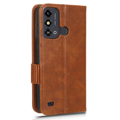 Stand Shell for ZTE Blade A53 Imprinted Triangle Phone Cover PU Leather Wallet Case