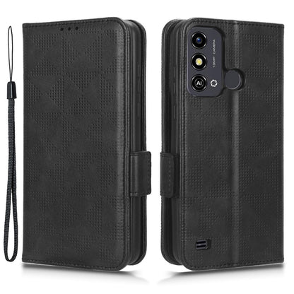 Stand Shell for ZTE Blade A53 Imprinted Triangle Phone Cover PU Leather Wallet Case