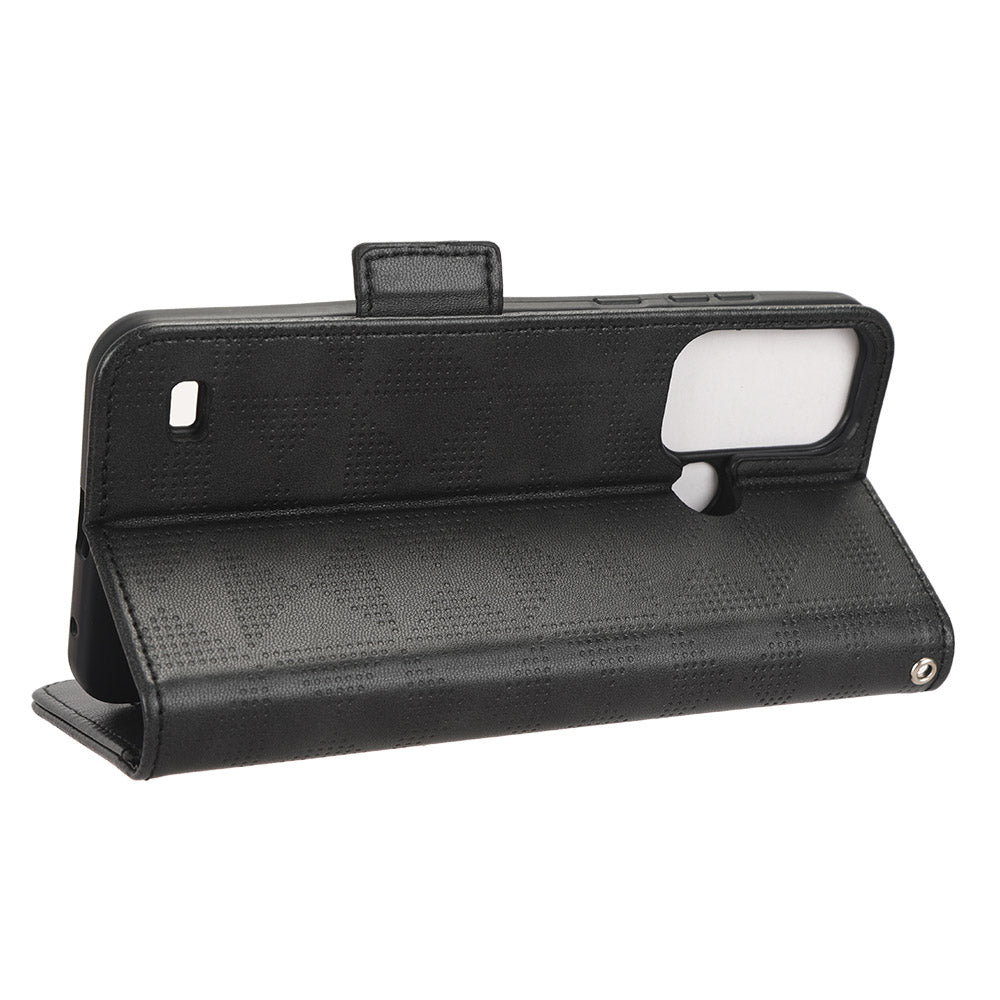 Stand Shell for ZTE Blade A53 Imprinted Triangle Phone Cover PU Leather Wallet Case