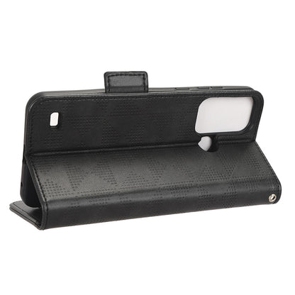 Stand Shell for ZTE Blade A53 Imprinted Triangle Phone Cover PU Leather Wallet Case