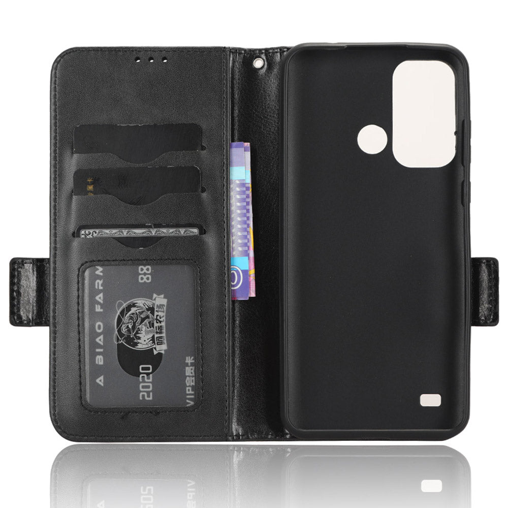 Stand Shell for ZTE Blade A53 Imprinted Triangle Phone Cover PU Leather Wallet Case