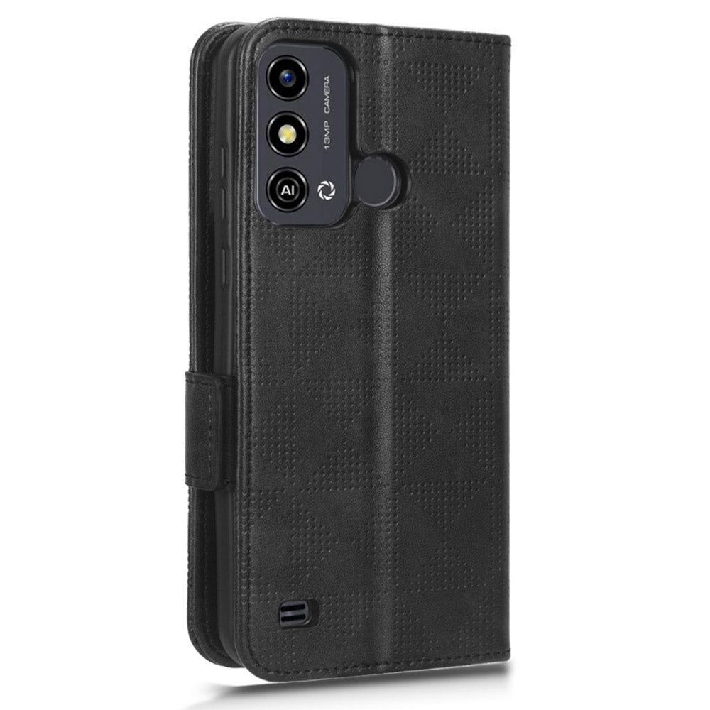 Stand Shell for ZTE Blade A53 Imprinted Triangle Phone Cover PU Leather Wallet Case