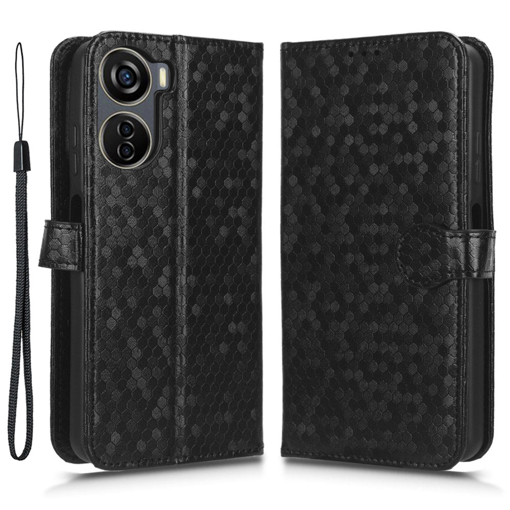 Drop-proof Case for ZTE Axon 40 Lite , Dot Imprinted PU Leather Wallet Stand Phone Cover