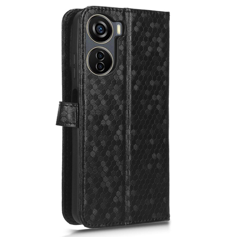 Drop-proof Case for ZTE Axon 40 Lite , Dot Imprinted PU Leather Wallet Stand Phone Cover