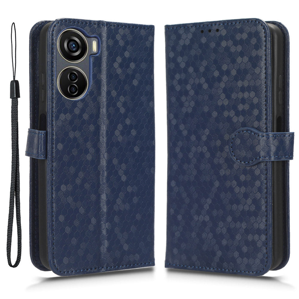 Drop-proof Case for ZTE Axon 40 Lite , Dot Imprinted PU Leather Wallet Stand Phone Cover