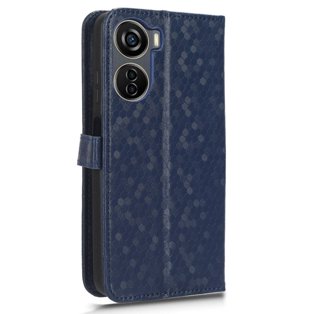 Drop-proof Case for ZTE Axon 40 Lite , Dot Imprinted PU Leather Wallet Stand Phone Cover
