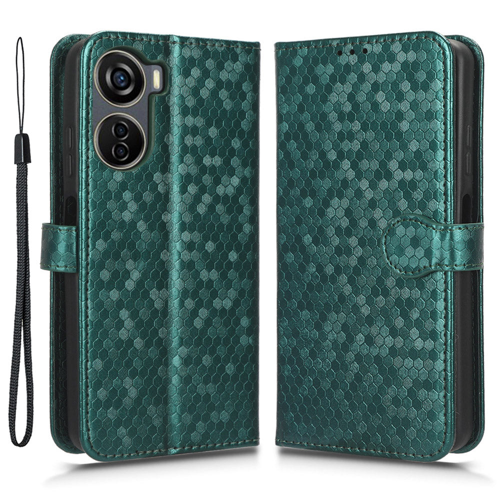 Drop-proof Case for ZTE Axon 40 Lite , Dot Imprinted PU Leather Wallet Stand Phone Cover