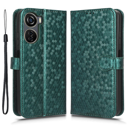 Drop-proof Case for ZTE Axon 40 Lite , Dot Imprinted PU Leather Wallet Stand Phone Cover