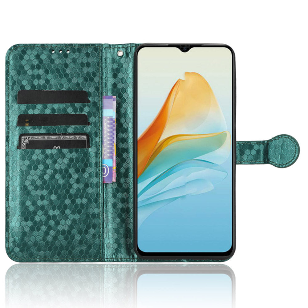 Drop-proof Case for ZTE Axon 40 Lite , Dot Imprinted PU Leather Wallet Stand Phone Cover