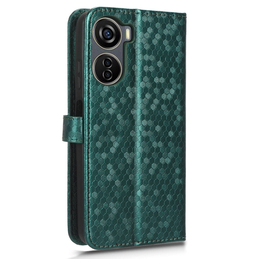 Drop-proof Case for ZTE Axon 40 Lite , Dot Imprinted PU Leather Wallet Stand Phone Cover