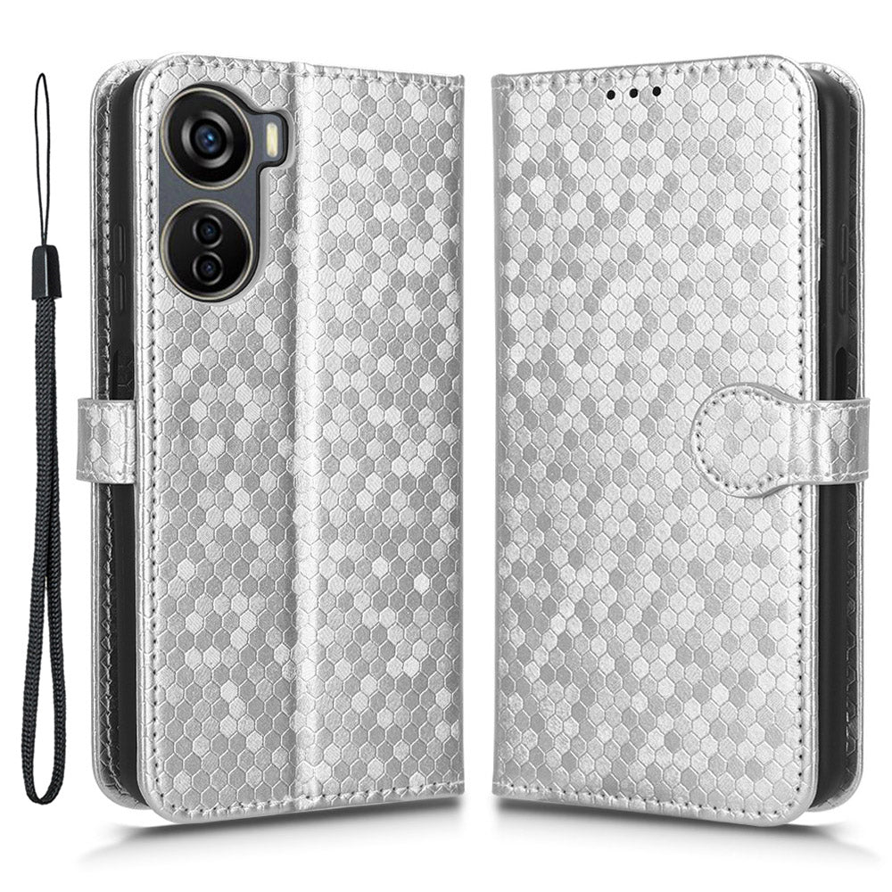 Drop-proof Case for ZTE Axon 40 Lite , Dot Imprinted PU Leather Wallet Stand Phone Cover